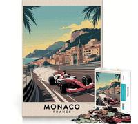 Rompecabezas Vintage de Paisaje Urbano de Mónaco,Francia,de 1000 Piezas para Adolescentes Juego de concentración Mental Corte de precisión Bordes Lisos Juego Ideal para Rellenar Calcetines navideños