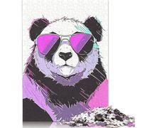 Rompecabezas Vintage de Panda con imágenes Personalizables. 100% cartón Reciclado. Ideal para niños y Adultos a Partir de 12 años 1000 Piezas (26 x 38 cm).