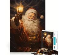 Rompecabezas Vintage de Papá Noel con 1000 Piezas Juego Divertido con tecnología Avanzada de Corte láser Juguete de Entretenimiento navideño para Interiores (38x52cm)