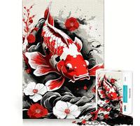 Rompecabezas Vintage de Peces koi de 1000 Piezas para Adolescentes Juego de concentración Mental Corte de precisión Bordes Lisos Ideal para Rellenar Calcetines navideños (50x75cm)