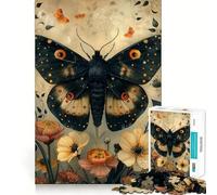 Rompecabezas Vintage de Polilla mística de 1000 Piezas Juego de concentración Mental Corte de precisión Bordes Lisos Actividad Absorbente para Noches tranquilas (38x52cm)