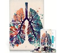 Rompecabezas Vintage de pulmones anatómicos de 1000 Piezas para Adolescentes Juego de concentración Mental Corte de precisión Bordes Lisos Juego Ideal para Rellenar Calcetines navideños (38x52cm)