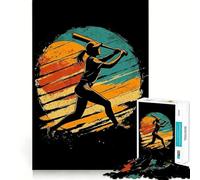 Rompecabezas Vintage de Siluetas de béisbol de 1000 Piezas para Adultos Juego Divertido y fácil de armar Ajuste Firme y Seguro Actividad Nocturna para Toda la Familia (38x52cm)