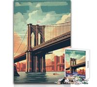 Rompecabezas Vintage del Puente de Brooklyn de 1000 Piezas para Adultos Juego Creativo de resolución de Problemas Idea de Regalo Memorable y conmovedora Tamaño 38x52cm