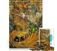 Rompecabezas Vintage del Zorro de Nueve Colas para Adultos, 1000 Piezas, fortalece la Memoria, vínculo Familiar, Bordes limpios, Regalo de cumpleaños (38x52cm)