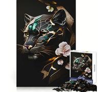 Rompecabezas Vintage Flowers Panther para Adultos, 1000 Piezas, estratégico, Relajante, pasatiempo, Ajuste preciso, Regalo navideño (38x52cm)
