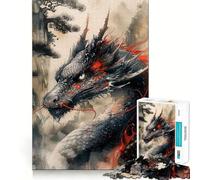 Rompecabezas Vintage Inked Dragon de 1000 Piezas para Adolescentes Estimula la Mente Diversión sin Espacios Ajuste Entretenimiento cautivador para Interiores acogedores (38x26cm)