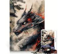 Rompecabezas Vintage Inked Dragon de 1000 Piezas para Adultos Estimula la Memoria cognitiva, facilita la relajación y Tiene Bordes definidos (38x26cm)