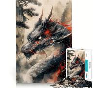 Rompecabezas Vintage Inked Dragon de 1000 Piezas para Adultos,Juguete Que desafía la Mente,Corte preciso,alineación, Actividad Divertida para Toda la Familia (50x75cm)