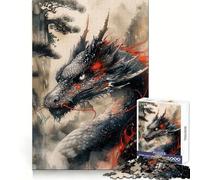 Rompecabezas Vintage Inked Dragon de 1000 Piezas para Adultos Mejora la Memoria Tiempo Bien invertido Corte de Calidad (50x75cm)