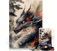 Rompecabezas Vintage Inked Dragon para Adultos, 1000 Piezas, Ejercicio cognitivo, relajación fácil, sin Bordes ásperos, Regalo navideño (38x52cm)