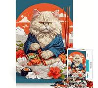 Rompecabezas Vintage japonés de 1000 Piezas con diseño de Gato Persa, Ideal para Adolescentes, un Juguete Educativo para Disfrutar en Familia, con Cortes (38x26cm)
