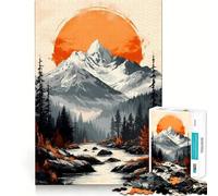 Rompecabezas Vintage Mountain Sunset Landscape de 1000 Piezas para Adolescentes Juego para estimular la Mente Montaje Firme y Seguro Actividad Divertida para Toda la Familia (38x52cm)