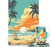 Rompecabezas Vintage Retro de Tabla de Surf de 1000 Piezas para Adolescentes Juguete de lógica Resistente Actividad en casa Bordes Transparentes Regalo Ideal 50x75cm