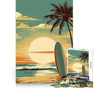 Rompecabezas Vintage Retro de Tabla de Surf de 1000 Piezas para Adultos Juguete de razonamiento y Habilidad Relajación y Calma Corte preciso Regalo conmovedor 38x26cm