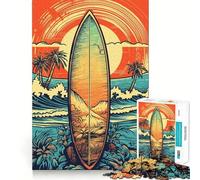 Rompecabezas Vintage Retro de Tabla de Surf para Adultos, 1000 Piezas, para estimular la Memoria, para un rato Agradable, con diseño de Lista de Deseos de Papá Noel 38x52cm