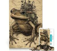 Rompecabezas Vintage Science Frog para Adolescentes 1000 Piezas Juego de Memoria Mental Cierre Seguro sin Piezas Sueltas Ideal para Viajar ejercitar la Mente (38x52cm)