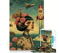 Rompecabezas Vintage Space Cute Doll 1000 Think Boost Game Tight Lock No Loose Pieces Interactive Brain Challenge para el hogar (38x52cm)