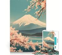Rompecabezas Vintage Suave del Monte Fuji 1000 Piezas Juego de Concentración Mental Corte de Precisión Bordes Lisos Actividad Absorbente para Noches Tranquilas (50x75cm)