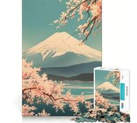 Rompecabezas Vintage Suave del Monte Fuji de 1000 Piezas para Adolescentes Juego de concentración Mental Corte de precisión Bordes Lisos Ideal para Rellenar Calcetines navideños (38x26cm)