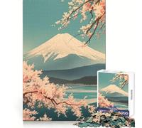 Rompecabezas Vintage Suave del Monte Fuji para Adolescentes, 1000 Piezas, Desarrollo de Habilidades de Razonamiento, Alivio del Estrés, Divertido, Cortes Precisos, (38x26cm)