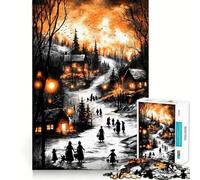 Rompecabezas Vintage Winter Glow de 1000 Piezas para Adolescentes Juego de concentración Mental Corte de precisión Bordes Lisos Ideal para Rellenar Calcetines navideños (38x52cm)