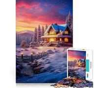 Rompecabezas Vintage Winter Lodge de 1000 Piezas para Adolescentes Juguete para desarrollar la lógica, diversión Tranquila, Bordes Suaves, Regalo Creativo 50x75cm