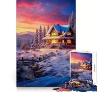Rompecabezas Vintage Winter Lodge de 1000 Piezas para Adultos Juguete para ejercitar la Mente y Relajarse Corte Perfecto Regalo Memorable 38x26cm