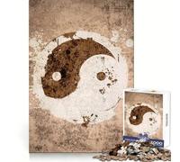 Rompecabezas Vintage Yin y Yang de 1000 Piezas para Adolescentes Entrenamiento Mental Fácil de Usar Corte láser Un Regalo Encantador (38x26cm)