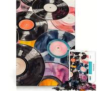 Rompecabezas Vinyl Groove Journey para Adultos 1000 Piezas Juego para ejercitar la Mente Corte de precisión Bordes Suaves desafío Divertido para Pasar el Tiempo (38x52cm)