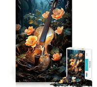 Rompecabezas Violín Entre Flores 1000 Piezas Juego de Concentración Mental Corte de Precisión Bordes Lisos Actividad Absorbente para Noches Tranquilas (38x52cm)