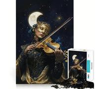 Rompecabezas Violinista bajo la Luna de 1000 Piezas para Adolescentes Entrenamiento de Memoria Diversión conexión Limpia y sin interrupciones Actividad grupal Relajante para Interiores (50x75cm)