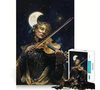 Rompecabezas Violinista bajo la Luna para Adolescentes 1000 Piezas diversión Estimulante componentes Resistentes y de Corte Limpio Actividad para Compartir en Familia (38x52cm)