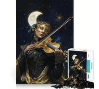 Rompecabezas Violinista bajo la Luna para Adolescentes 1000 Piezas Divertido Juego de Memoria Superficie Lisa sin Rebabas Regalo de cumpleaños Juguete para ejercitar la Mente (38x26cm)