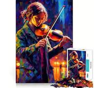 Rompecabezas Violinista en la Ciudad para Adultos 1000 Piezas Juego para estimular la Mente tamaño Uniforme Piezas precisas Ideal para Viajar ejercitar la Mente (50x75cm)