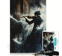 Rompecabezas Violinista en la Niebla de 1000 Piezas Juguete de construcción Focus Building Toy Ajuste Huecos Actividad gratificante para días lluviosos (50x75cm)