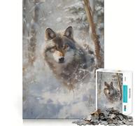 Rompecabezas Vuelo de Lobo Invernal de 1000 Piezas Juego de ingenio Piezas de Ajuste preciso Actividad Nocturna para Toda la Familia (50x75cm)