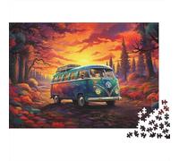 Rompecabezas VW Bus Sunset Drive de 1000 Piezas. Furgoneta Vintage al Atardecer. para Adultos a Partir de 12 años. Juegos educativos. Hermosa decoración. Difícil. Cumpleaños. 52x38cm. Regalos.