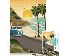 Rompecabezas VW Van Beach Sunset para Adolescentes 1000 Piezas Mejora la Agilidad Mental Juego tamaño Uniforme Piezas precisas diversión Familiar Actividad Nocturna (50x75cm)