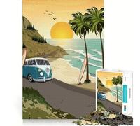 Rompecabezas VW Van Beach Sunset para Adultos 1000 Piezas Juego de Memoria Corte láser para un Ajuste Perfecto aliviar el estrés (38x26cm)