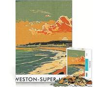 Rompecabezas Weston-Super-Mare Sunset para Adultos 1000 Piezas Juego para ejercitar la Mente Corte de precisión Bordes Suaves desafío Divertido para Pasar el Tiempo (38x26cm)