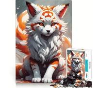 Rompecabezas Whait Sakura Kitsune para Adultos 1000 Piezas Juego para ejercitar la Mente Corte de precisión Bordes Suaves desafío Divertido para Pasar el Tiempo (38x26cm)