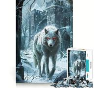 Rompecabezas White Dire Wolf Snow Watch 1000 Piezas Juego Divertido sin Rebabas Piezas de Corte Limpio portátil Ideal para Viajes (38x26cm)