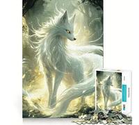 Rompecabezas White Fox Spirit para Adolescentes 1000 Piezas Divertido Juego de Memoria Superficie Lisa sin Rebabas Regalo de cumpleaños Juguete para ejercitar la Mente (50x75cm)