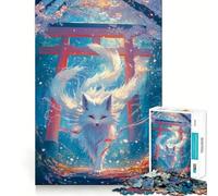 Rompecabezas White Kitsune Fox Spirit 1000 Juego de Memoria Mental de Alta precisión para Cortar Manualidades interactivas desafío Cerebral para el hogar (38x26cm)