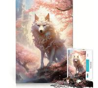 Rompecabezas White Kitsune Fox Spirit para Adultos 1000 Piezas Juego para estimular la Mente tamaño Uniforme Piezas precisas Ideal para Viajar ejercitar la Mente (38x26cm)