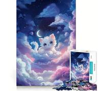 Rompecabezas White Kitten Dreamworld para Adultos 1000 Piezas Entrenamiento Mental Piezas sin Rebabas Corte Limpio Actividad para Compartir en Familia (38x26cm)