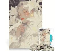 Rompecabezas White Lily Dream de 1000 Piezas para Adolescentes Juego Que estimula el Cerebro Encaje Huecos Actividad Relajante para Grupos en Interiores (38x52cm)