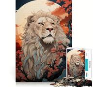 Rompecabezas White Lion de 1000 Piezas para Adultos Juego de Memoria Cerebral Encaje Huecos Actividad Relajante para la Mente (38x52cm)