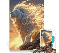 Rompecabezas White Lion Fire de 1000 Piezas Juego para ejercitar la Mente Artesanía de Corte experta Un pasatiempo Fascinante para los Momentos de Ocio (50x75cm)